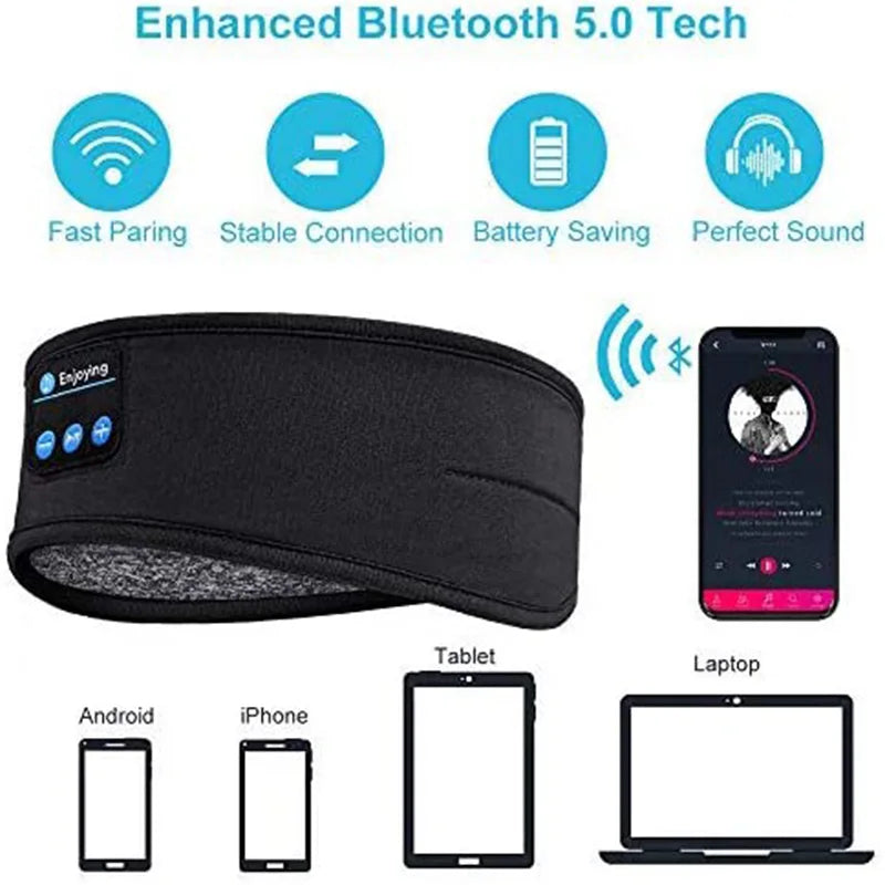 Fone de ouvido sem fio Bluetooth 5.0 - É a sua Máscara para dormir e Bandana para atividade física.