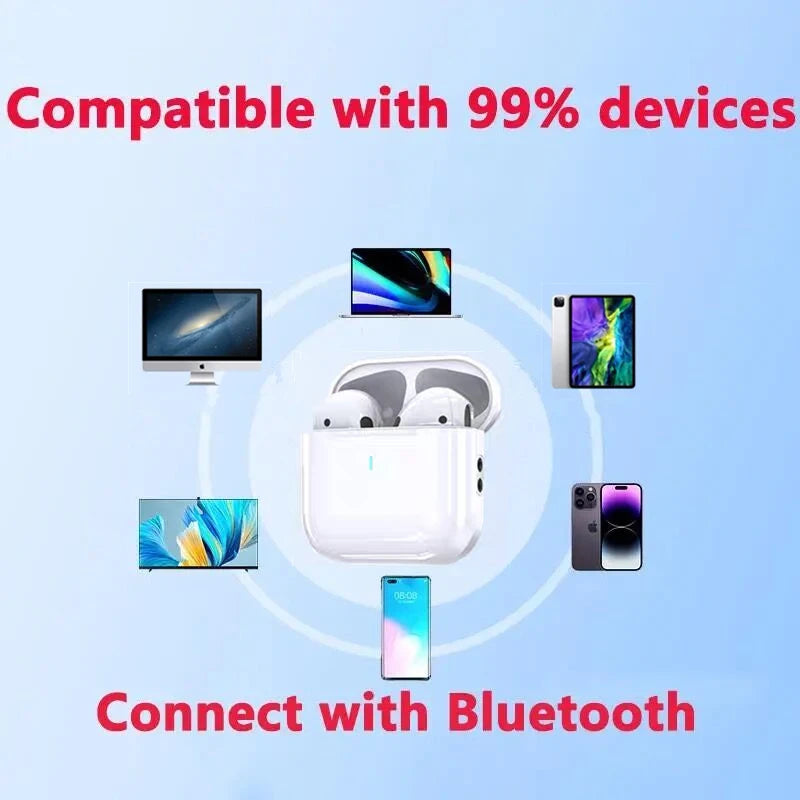 Fone de ouvido sem fio Bluetooth 5.3  Air Pro 4 original, com cancelamento de ruído ativo e próprio para jogos, iPhone, Xiaomi e Android.