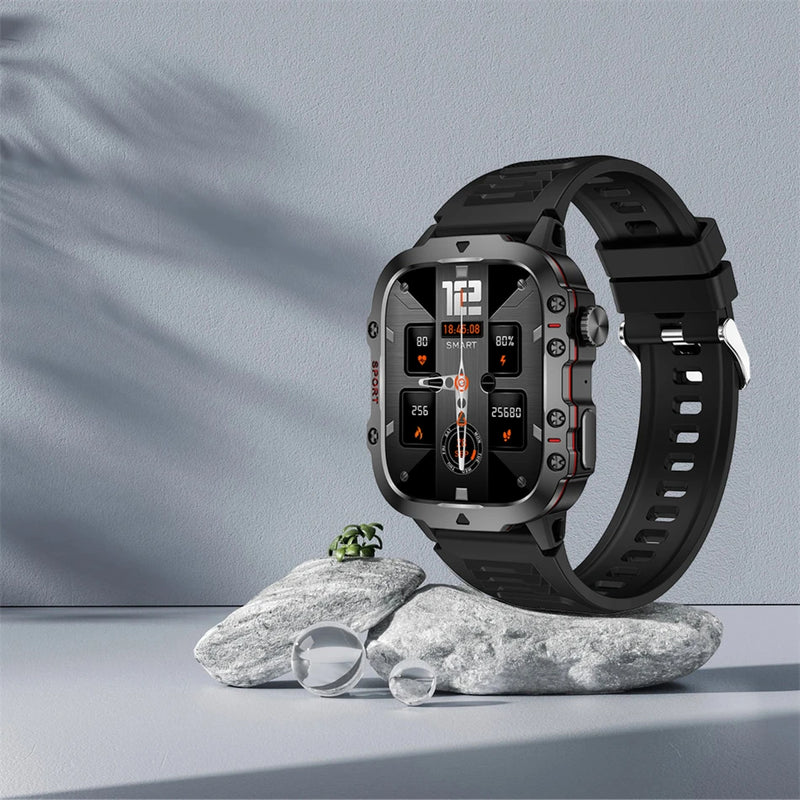Smartwatch Militar 2025, GPS, Bluetooth, Chamada de voz, À prova d'água.